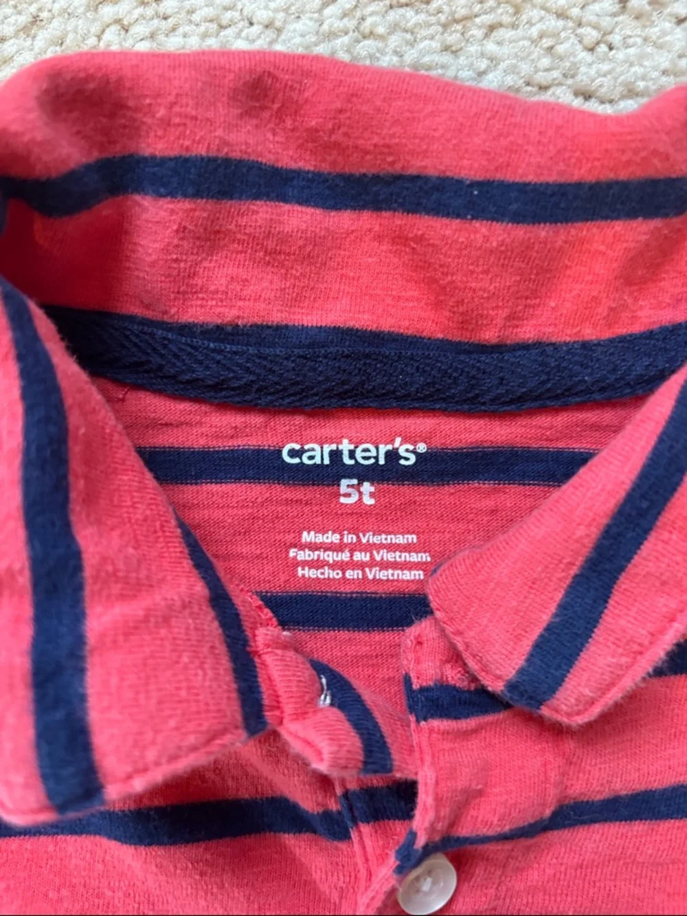 Carter's Red Polo with Navy Stripes